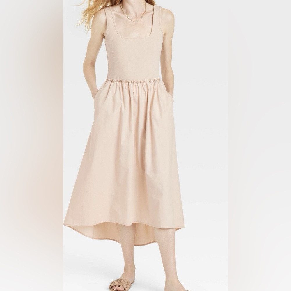 A New Day- Apricot Sleeveless Ribbed Dress Size Medium